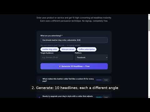 Walkthrough of the free AI headline generator